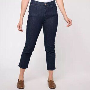 Denim & Co. Canyon Retreat Slim Straight Crop Jean Drk Wash Indigo, Plus 20